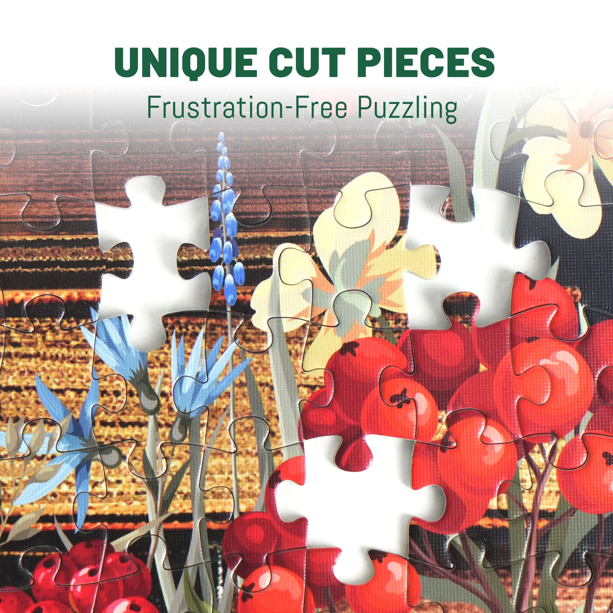 BenBen 500 Pieces Puzzles for Adults, Vintage Books and Wildflower Jigsaw Puzzle Letters on Back