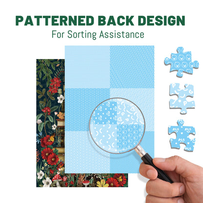 BenBen 500 Pieces Puzzles for Adults, Vintage Books and Wildflower Jigsaw Puzzle Letters on Back