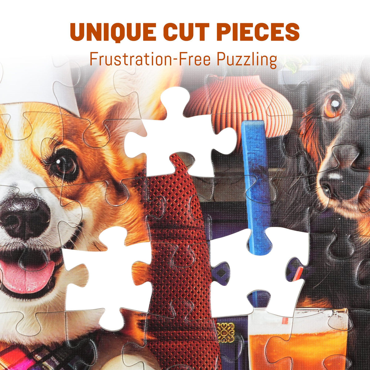 BenBen 300 Pieces Puzzles for Adults, Dogs' Dinner Party, Jigsaw Puzzles with Patterns on Back