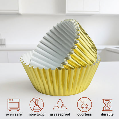 LotFancy 500Pcs Gold Foil Cupcake Liners, Standard Muffin Baking Cups, Greaseproof Cupcake Wrappers
