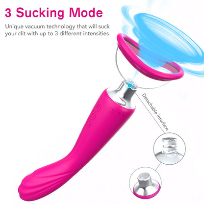 LotFancy 2 in 1with Sucking Licking Vibrator, G-Spot Dildo Nipples Vagina Stimulator