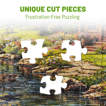 BenBen Puzzles for Adults 500 Pieces, Mountain Cabin Spring Retreat, Jigsaw Puzzle with Patterns on Back