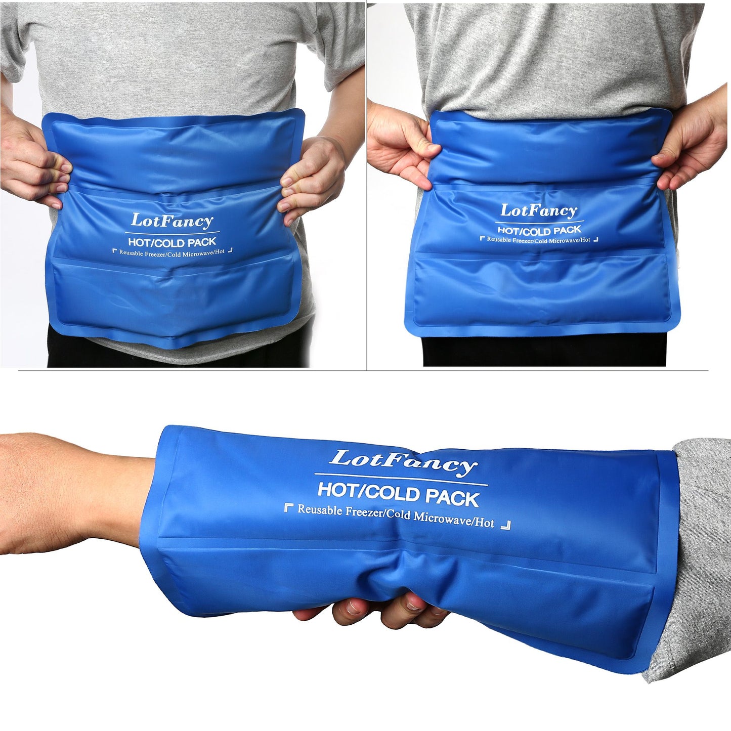 LotFancy Ice Pack for Injuries, Reusable Hot Cold Pack for Therapy, Cooling or Heating Pad for First Aid, Back Shoulder Neck Head Feet Pain Relief PMT