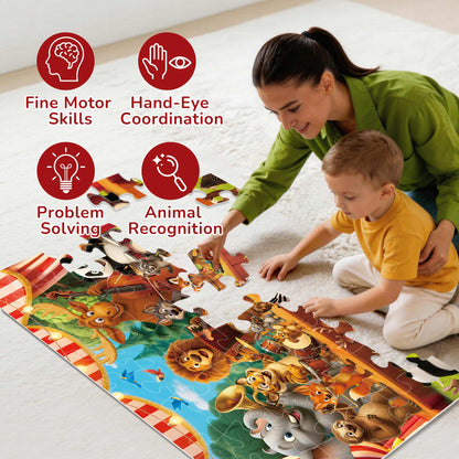 BenBen 48 Piece Puzzle for Kids Ages 3-6, Animal Concert 2 x 3 feet Jumbo Floor Puzzle for Toddlers