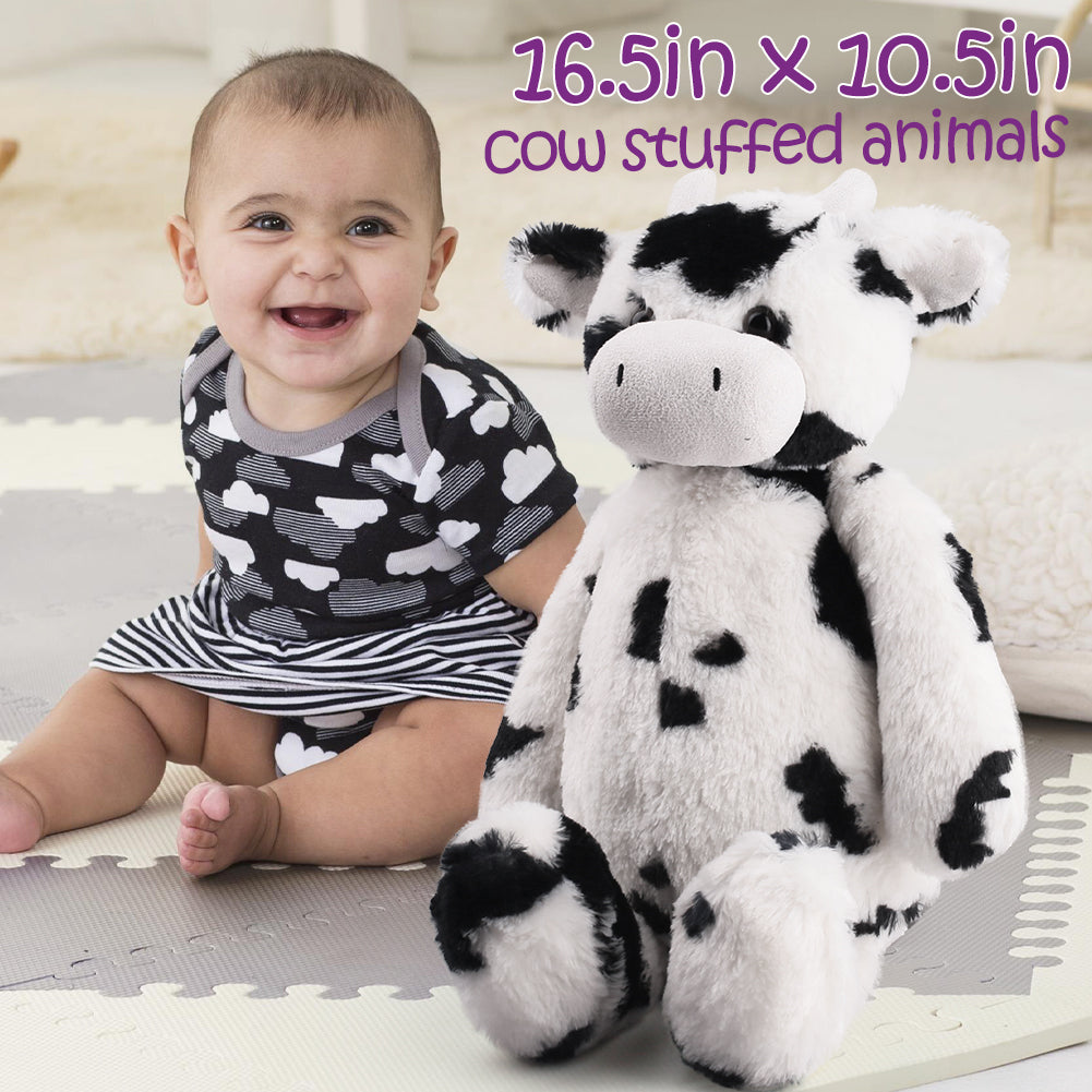 LotFancy 16.5 in Cow Stuffed Animals for Kids Boys Girls, Soft Cow Plush fo Babies