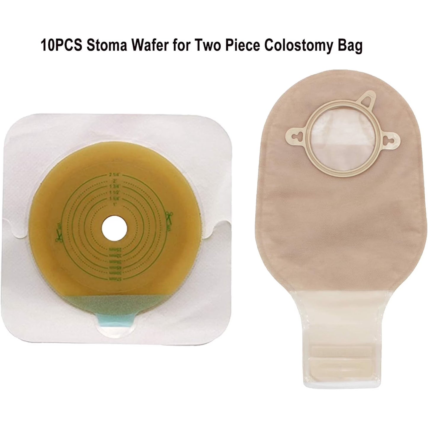 LotFancy Skin Barrier with Non-Woven Border for Two-Piece Drainable Pouch, 10 Pcs Ostomy Wafers