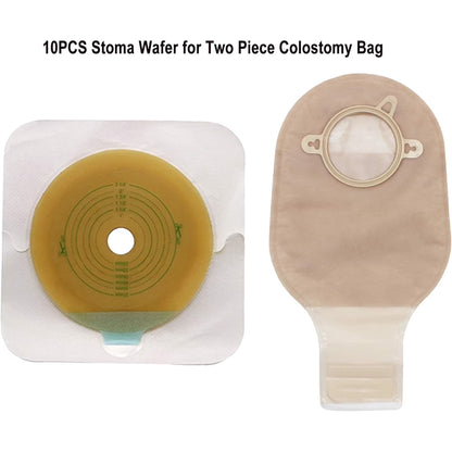 LotFancy Skin Barrier with Non-Woven Border for Two-Piece Drainable Pouch, 10 Pcs Ostomy Wafers