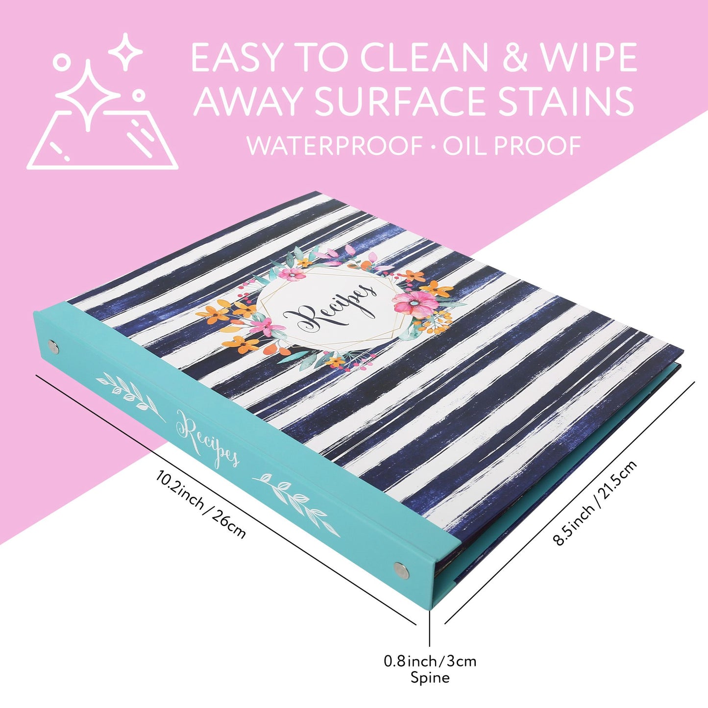 LotFancy Recipe Binder, 3-Ring Recipe Binder, Kitchen Recipe Cards Binder Organizer Set, 8.5" x 10"