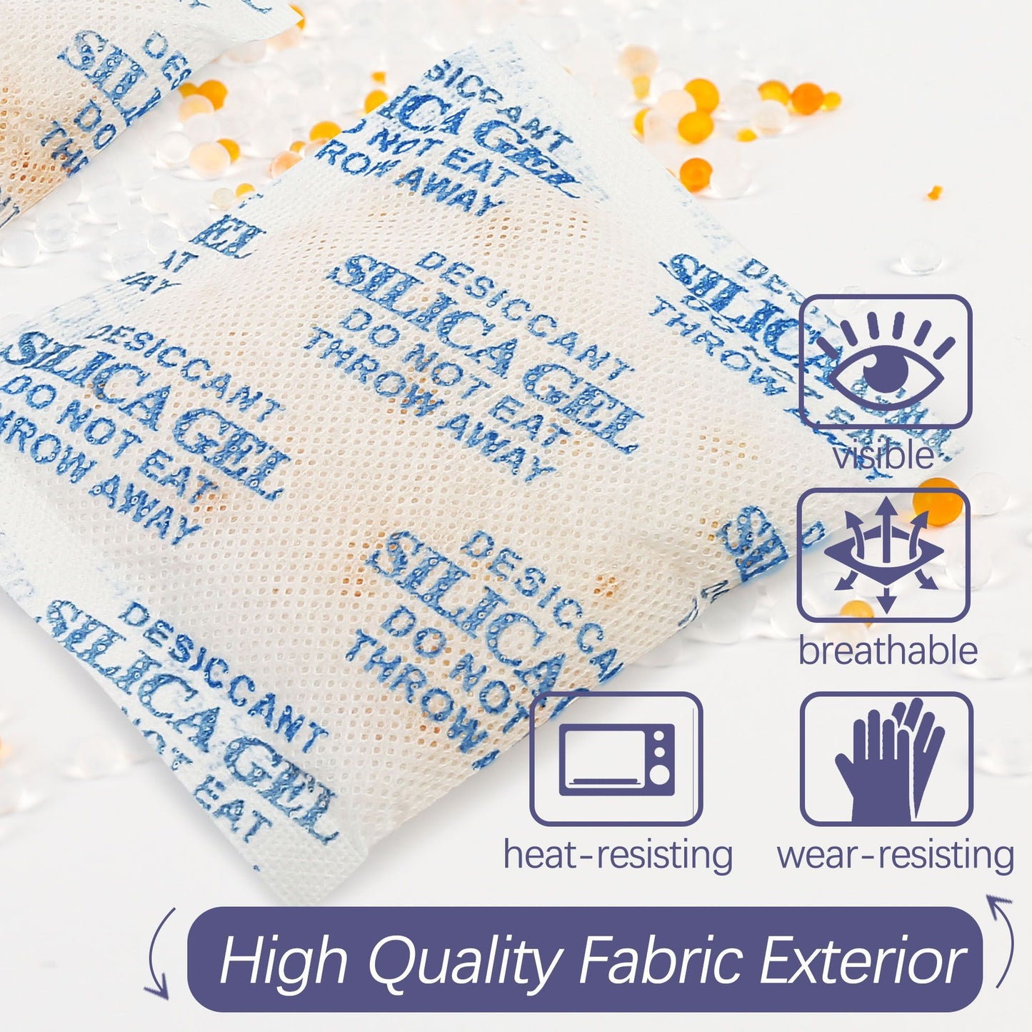 LotFancy Silica Gel Packs, Food Grade Desiccant Packs, Orange to Green Indicating, Non-Toxic Moisture Absorber Desiccant Bags