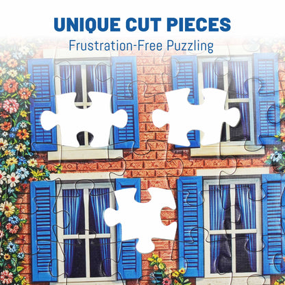 BenBen 500 Pieces Puzzles for Adults, Cozy Seaside Town, Jigsaw Puzzle with Patterns on Back