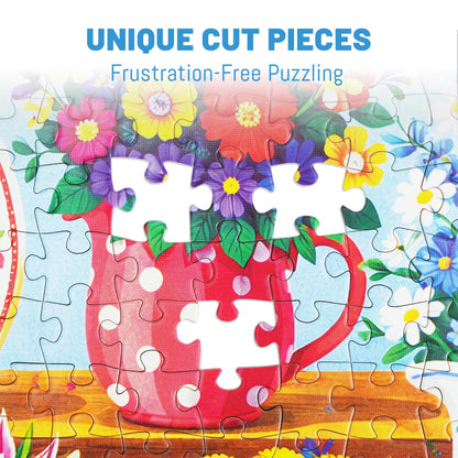 BenBen Puzzles for Adults 500 Pieces, Vibrant Floral Vases, Jigsaw Puzzle with Patterns on Back