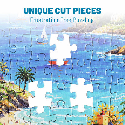 BenBen 500 Pieces Puzzles For Adults, Blossom Seaside Hamlet, Jigsaw Puzzle with Patterns on Back