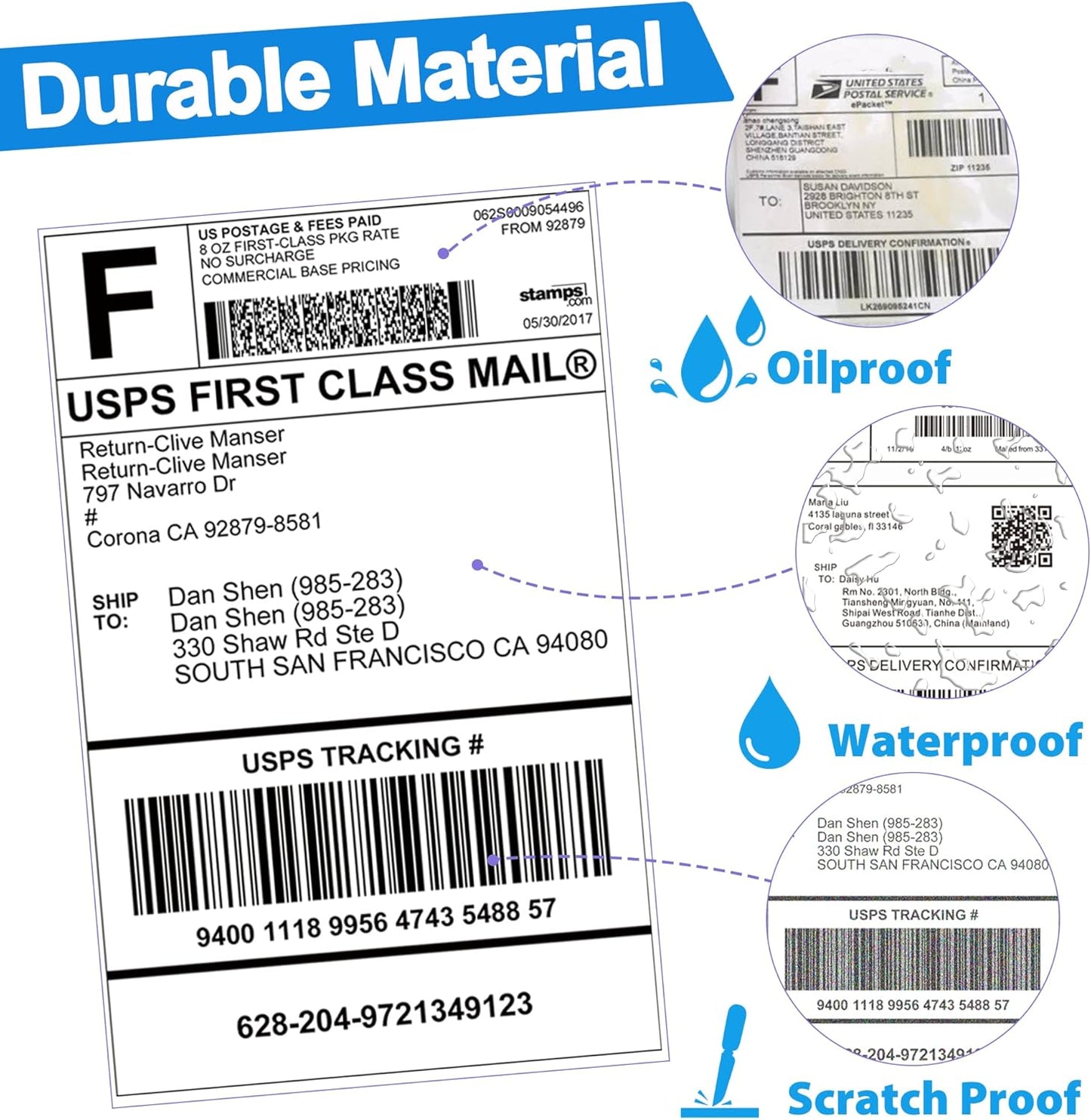 LotFancy 4x6 Thermal Labels, 1000 Shipping Labels, 4 Rolls-250 Labels per Roll WMT