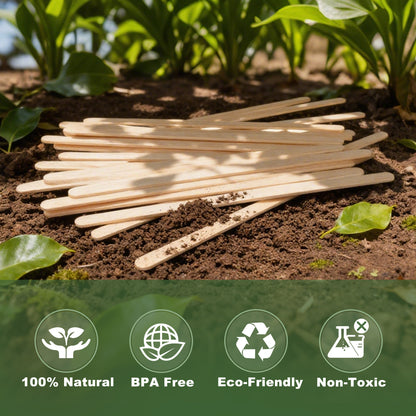 LotFancy 7" Wood Coffee Stirrers, Birchwood Stir Sticks for Cocktails, Beverage, 900 Pack