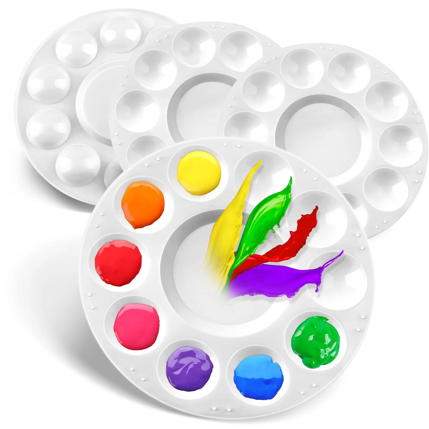 LotFancy 3 PCS Paint Tray Palettes with 10 Wells for Acrylic Oil Craft DIY Art Watercolor Painting