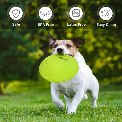 Prime Pets Dog Frisbees, 2 Pack, 7 Inch Dog Flying Disc, Durable Dog Toys, Nature Rubber Floating Flying Saucer for Water Pool Beach, Orange and Green