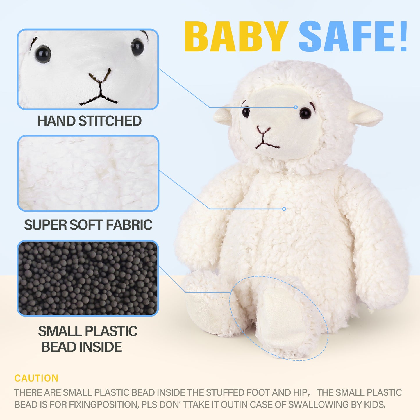 LotFancy 12 in Sheep Stuffed Animal, Cuddly Lamb Plush Toy Gift for Kids Gilrs