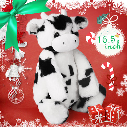 LotFancy Cow Stuffed Animals, 16 inch Tubbie Wubbie Soft Plush Cow for Babies, Farm Animal Toy Birthday for Boys Girls, White and Black, Kids Room Decoration PMT