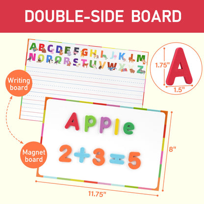 LotFancy Magnets Alphabet Letters and Numbers Kit 253 Pcs w/Magnet Board for Kids Spelling, Learning