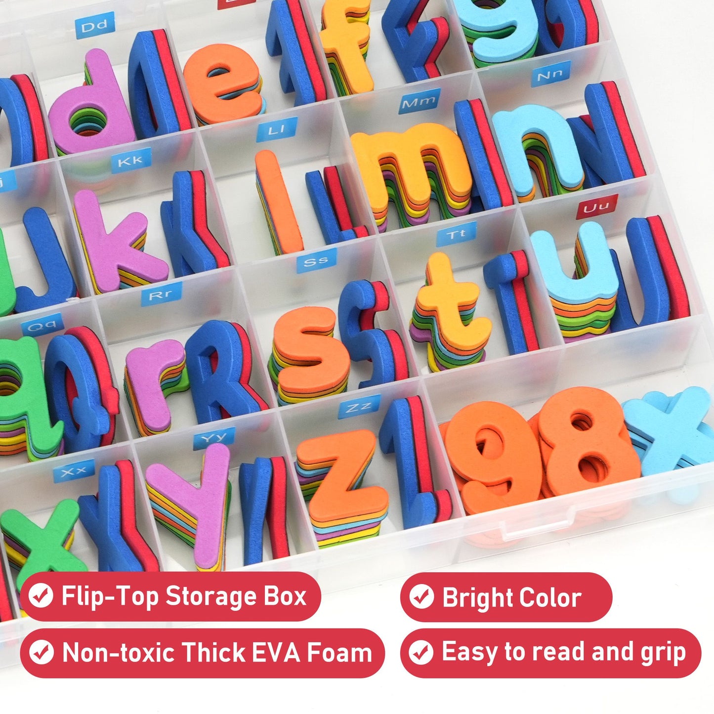 LotFancy Magnets Alphabet Letters and Numbers Kit 253 Pcs w/Magnet Board for Kids Spelling, Learning