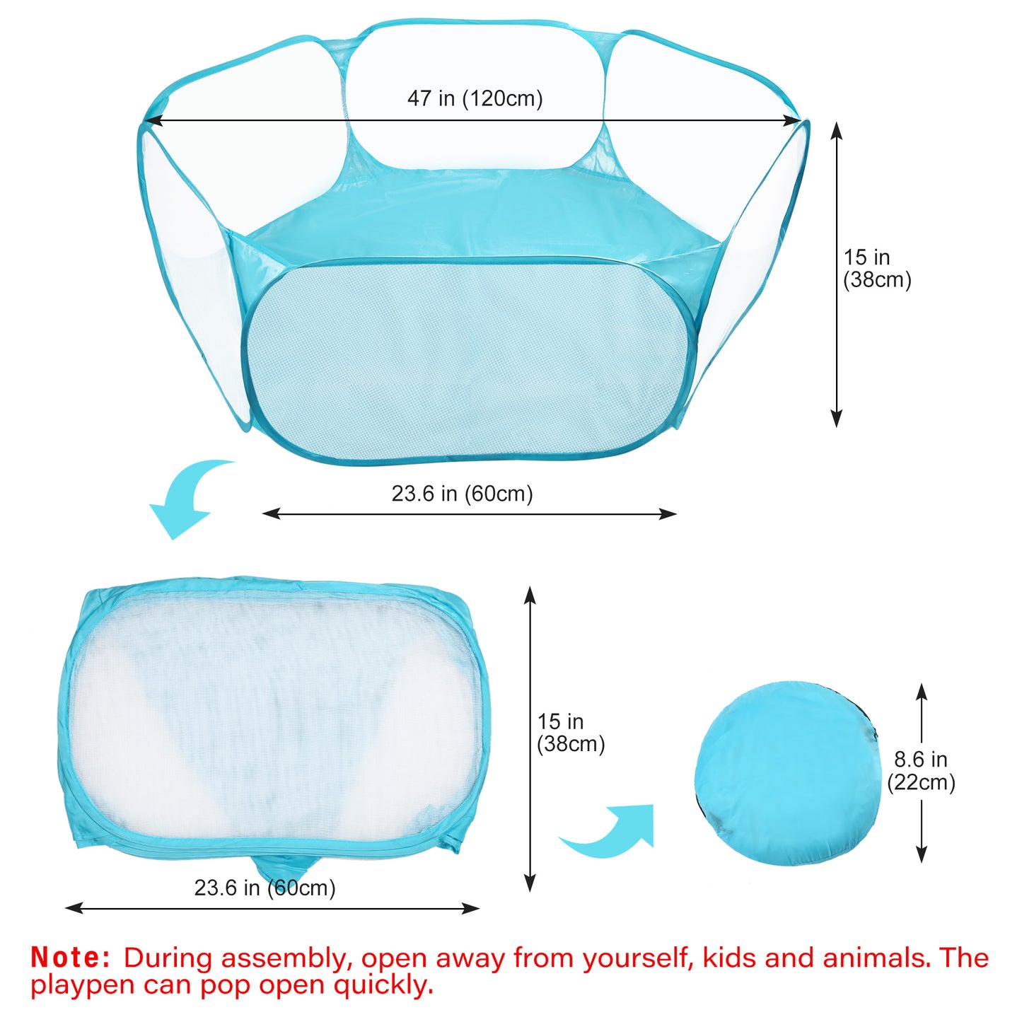 Prime Pets Small Animal Playpen, Pet Playpen Hamster Cage Indoor Pop Open Exercise Fence