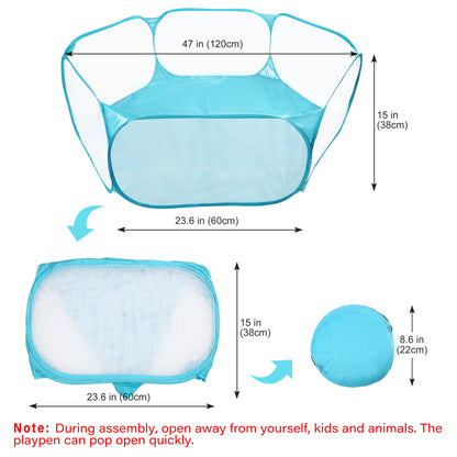 Prime Pets Small Animal Playpen, Pet Playpen Hamster Cage Indoor Pop Open Exercise Fence