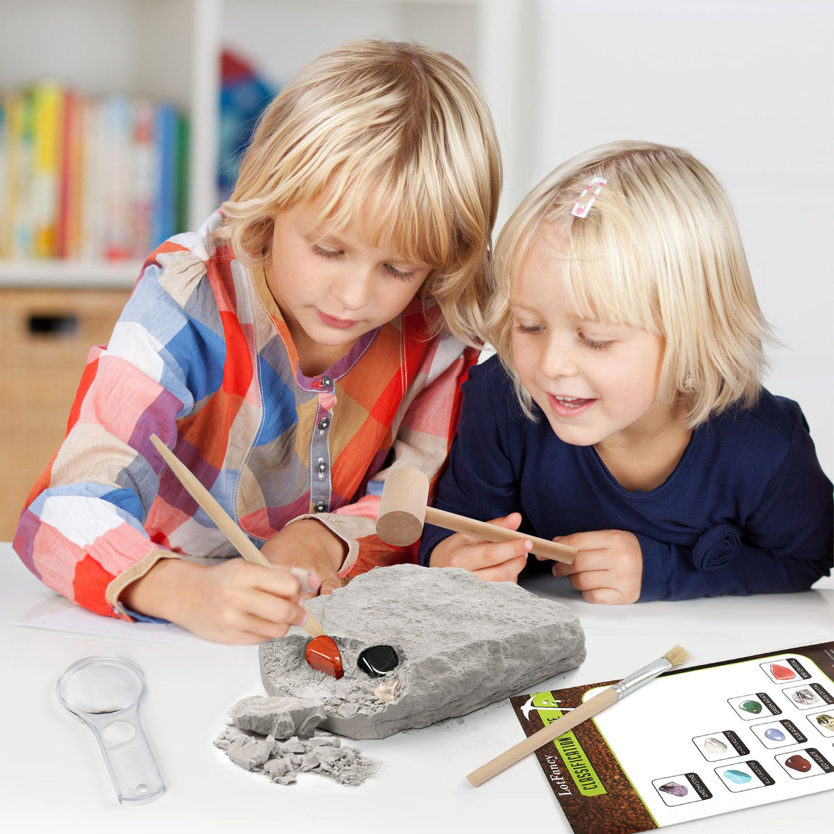 LotFancy Gemstone Dig Kit, 20 Real Gem, Science Kit for Kids Ages 8+, Gift for Boys, Girls, Teens