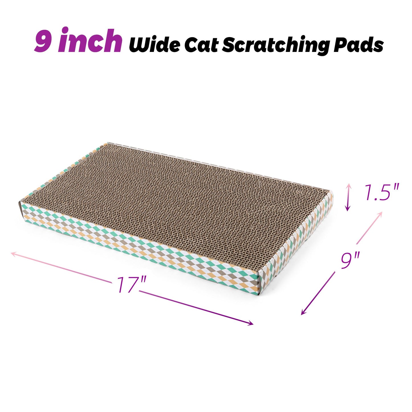 Prime Pets XL Wide Cat Scratcher with Catnip,3 Pack Reversible Cat Scratch Pad with Box