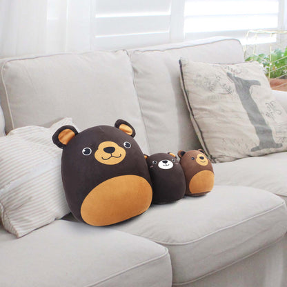 BenBen Bear Plush Pillow, Set of 3 Cute Plushie, 12’’ and 7’’ Squishy Stuffed Animals Hugging Toy, Mama Bear and Cubs