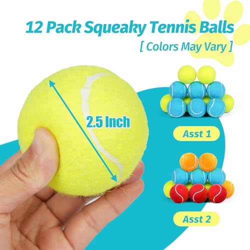 Prime Pets Tennis Balls for Dogs, Squeaky Dog Toy, Interactive Pet Fetch Ball for Medium and Large Dogs, Squeaky Dog Toys