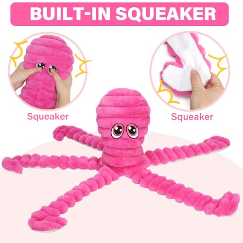 Prime Pets 27" Extra Large Octopus Dog Toy, Crinkle Squeaky Dog Toy for Small Medium Large Dogs