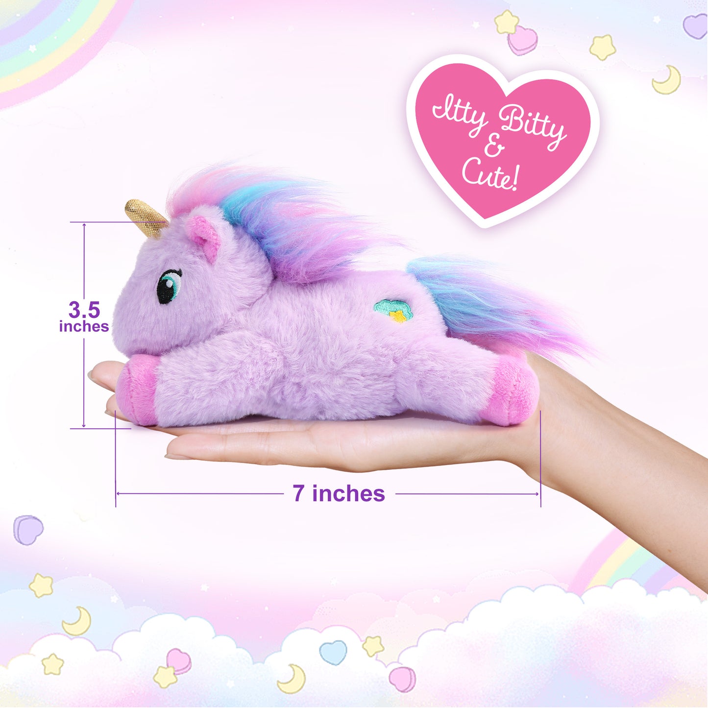 BenBen Unicorn Stuffed Animal 7 in, Soft Purple Unicorn Plush Toy, Cute Birthday Gifts for Girls&Boys, Kids