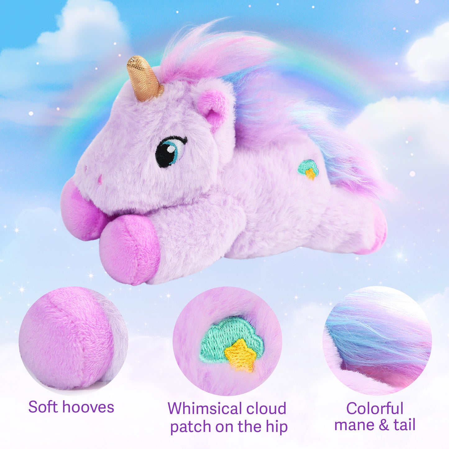 BenBen Unicorn Stuffed Animal 7 in, Soft Purple Unicorn Plush Toy, Cute Birthday Gifts for Girls&Boys, Kids