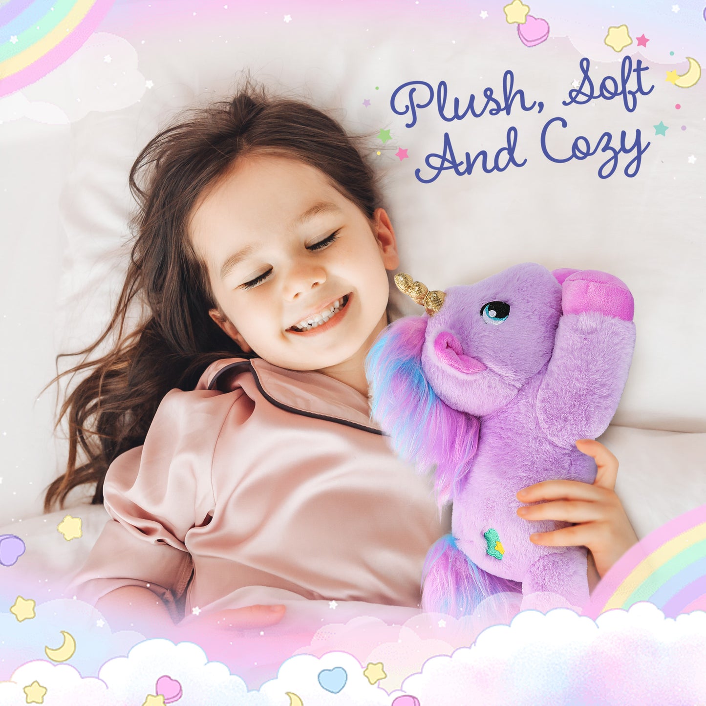 LotFancy 12 in Purple Unicorn Stuffed Animal Plush Toys for Kids, Girls, Boys