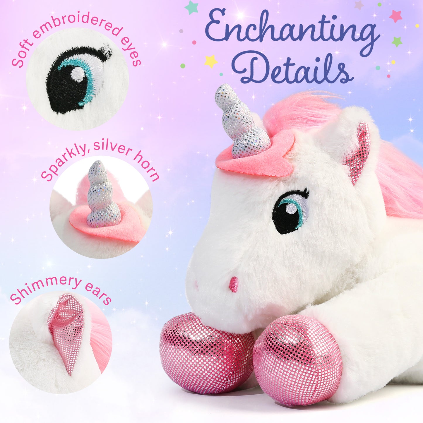 BenBen Unicorn Stuffed Animal, Soft Cute Unicorn Toy Gifts for Baby Girls Kids