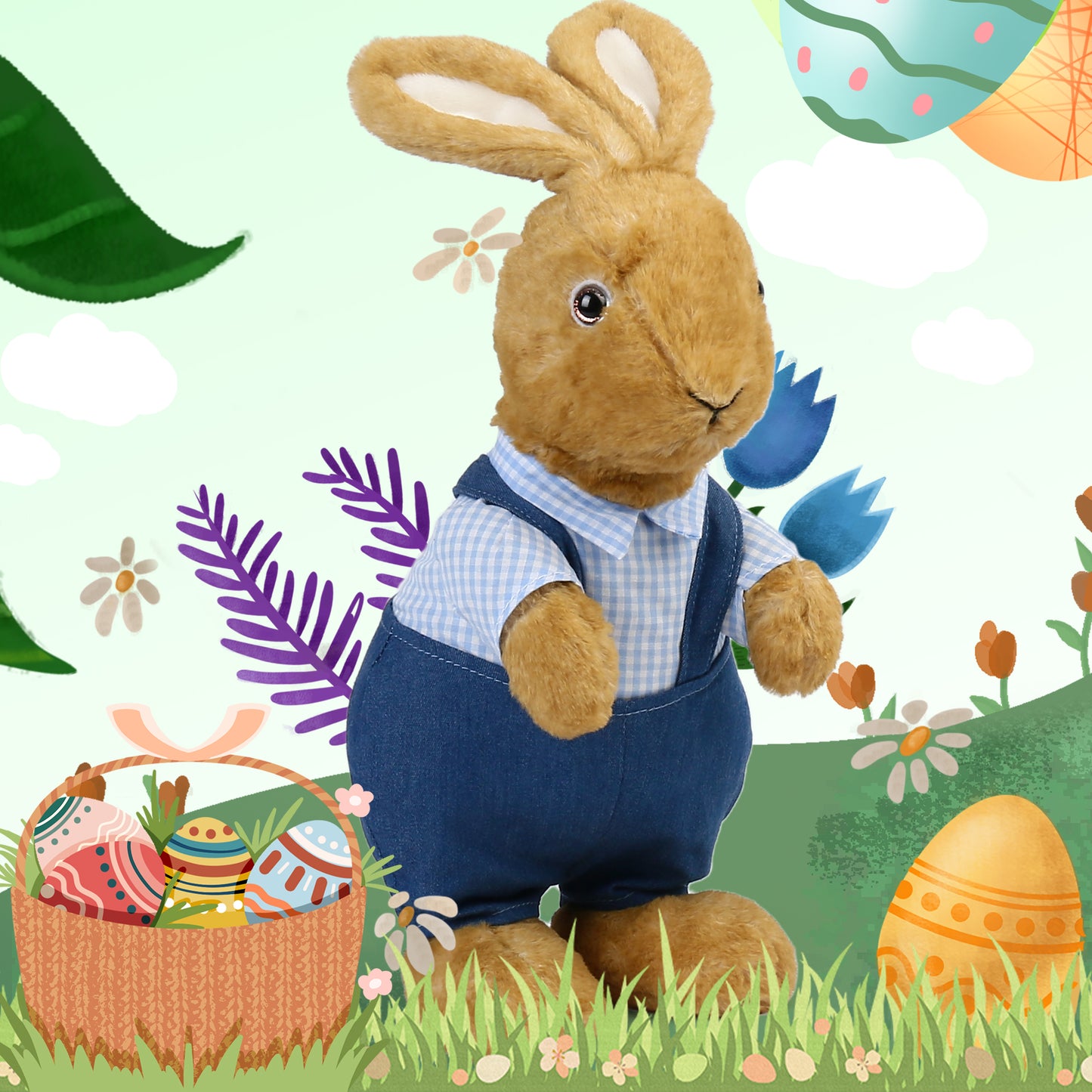 LotFancy Bunny Stuffed Animal, 12" Peter Rabbit Plush Toy for Home Decor, Gift for Kids, Boys