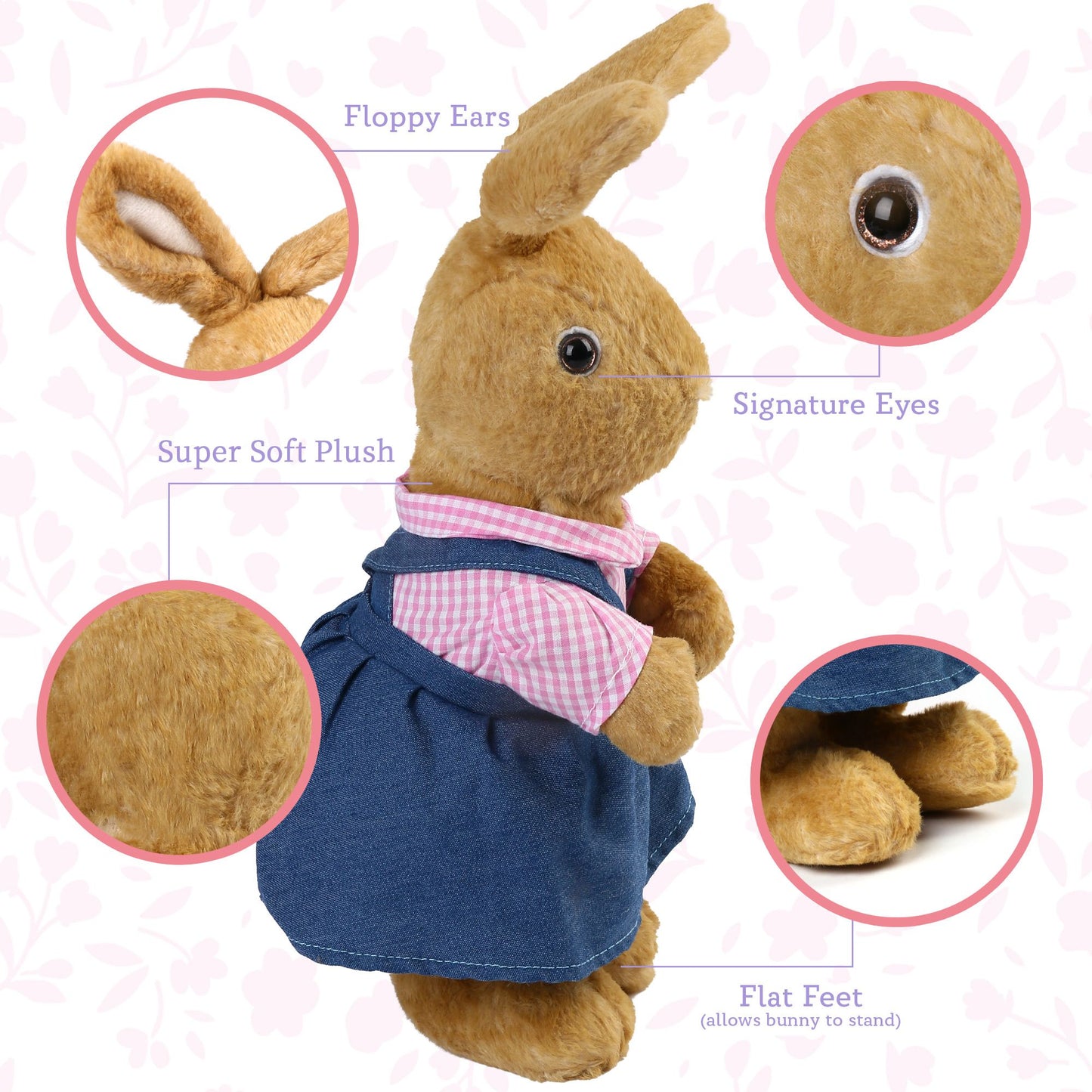 BenBen Bunny Stuffed Animal 12", Brown Rabbit Plush for Home Decor, Easter Rabbit Stuffed Animal for Kids