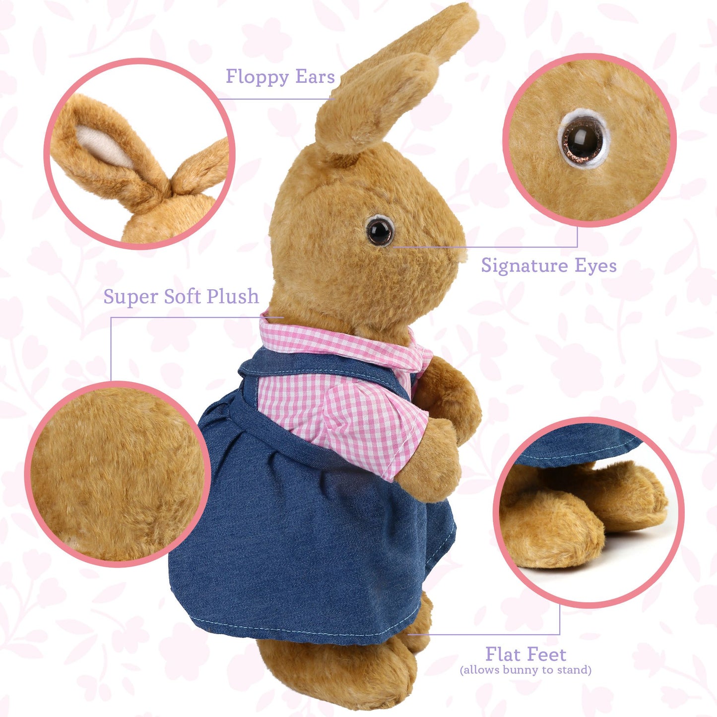 LotFancy Bunny Stuffed Animal, 12" Peter Rabbit Plush Toy for Home Decor, Gift for Kids, Boys