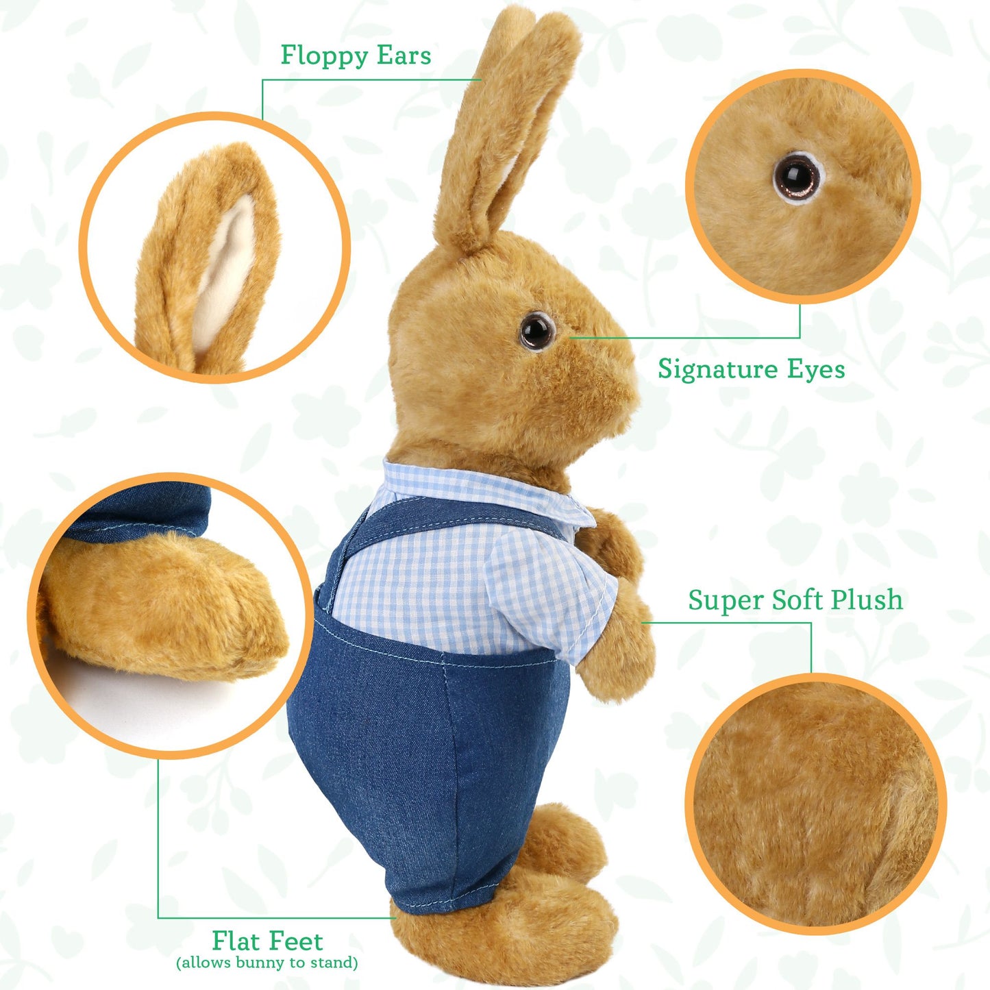 LotFancy Bunny Stuffed Animal, 12" Peter Rabbit Plush Toy for Home Decor, Gift for Kids, Boys