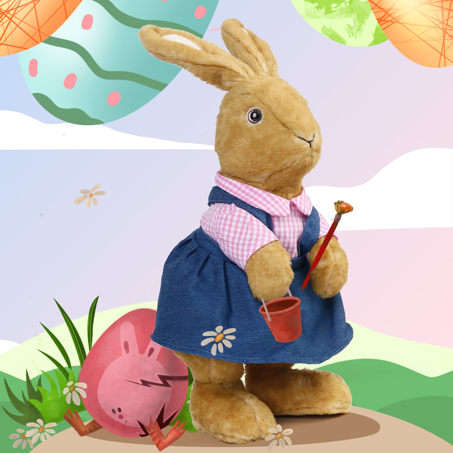 LotFancy Bunny Stuffed Animal, 12" Peter Rabbit Plush Toy for Home Decor, Gift for Kids, Boys