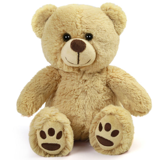 LotFancy Teddy Bear Stuffed Animals, Soft Plush Bear with Footprints, 10 in Plush Toy Gifts for Kids Girls