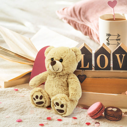LotFancy Teddy Bear Stuffed Animals, Soft Plush Bear with Footprints, 10 in Plush Toy Gifts for Kids Girls