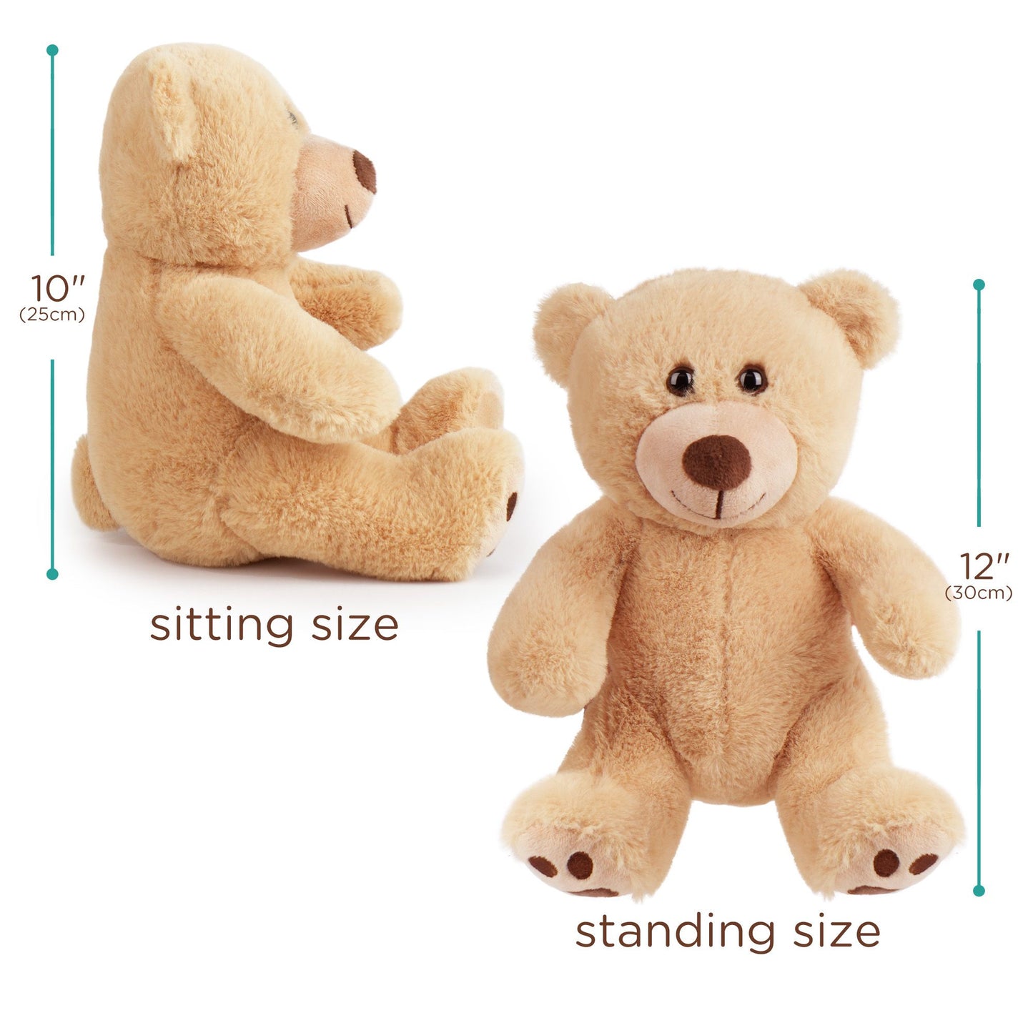 LotFancy Teddy Bear Stuffed Animals,  Soft Cuddly Stuffed Plush Bear, Cute Stuffed Animals Toy with Footprints, Gifts for Kids Toddlers on Baby Shower, Christmas Valentine's Day PMT