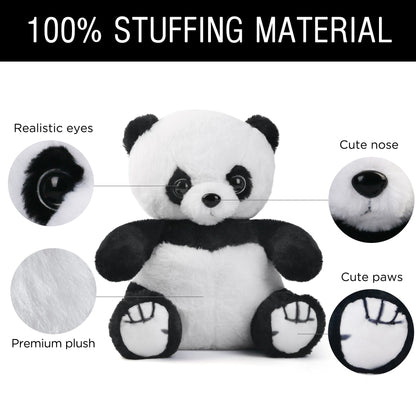 LotFancy Panda Stuffed Animal, Soft Cuddly Baby Panda Bear Plush Toy, Cute Plushies for Kids, White and Black, Easter Decorations PMT