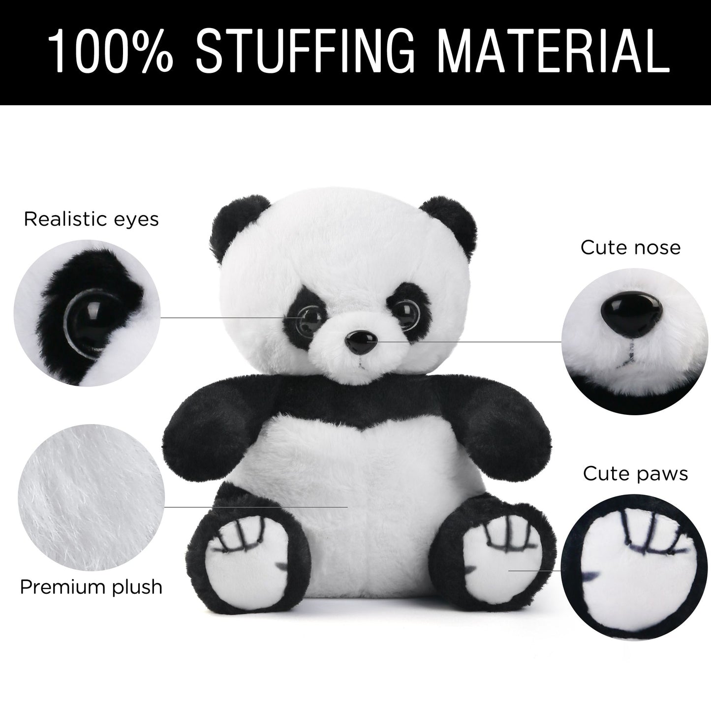 LotFancy Panda Stuffed Animal, 12 in Soft Baby Panda Plush Toy Gift for Kids, Girls, Boys