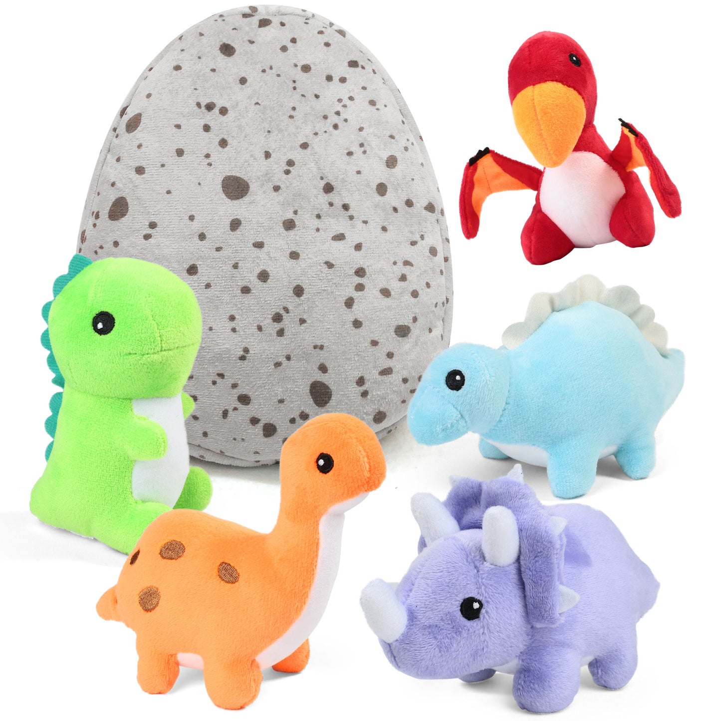 BenBen Dinosaur Stuffed Animals, 5 Small Dinosaur Plush Dolls and Egg Bag Toys Set WMT