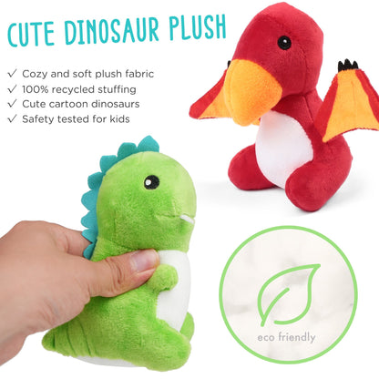 BenBen Dinosaur Stuffed Animal, 5Pcs Small Dino Plush Toys and Egg Bag Set for Kids Girls Boys