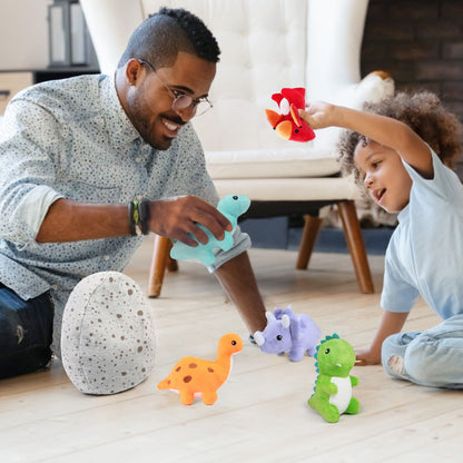 BenBen Dinosaur Stuffed Animal, 5Pcs Small Dino Plush Toys and Egg Bag Set for Kids Girls Boys
