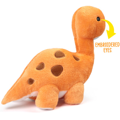BenBen Dinosaur Stuffed Animal, 10" Dino Plush Toys for Infant, Toddler, Brachiosaurus, Orange