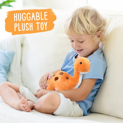 BenBen Dinosaur Stuffed Animal, 10" Dino Plush Toys for Infant, Toddler, Brachiosaurus, Orange